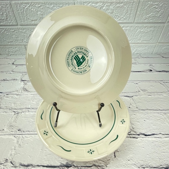 Longaberger Pottery Heritage Green Bread & Butter Plates Set of 2 - Picture 5 of 6